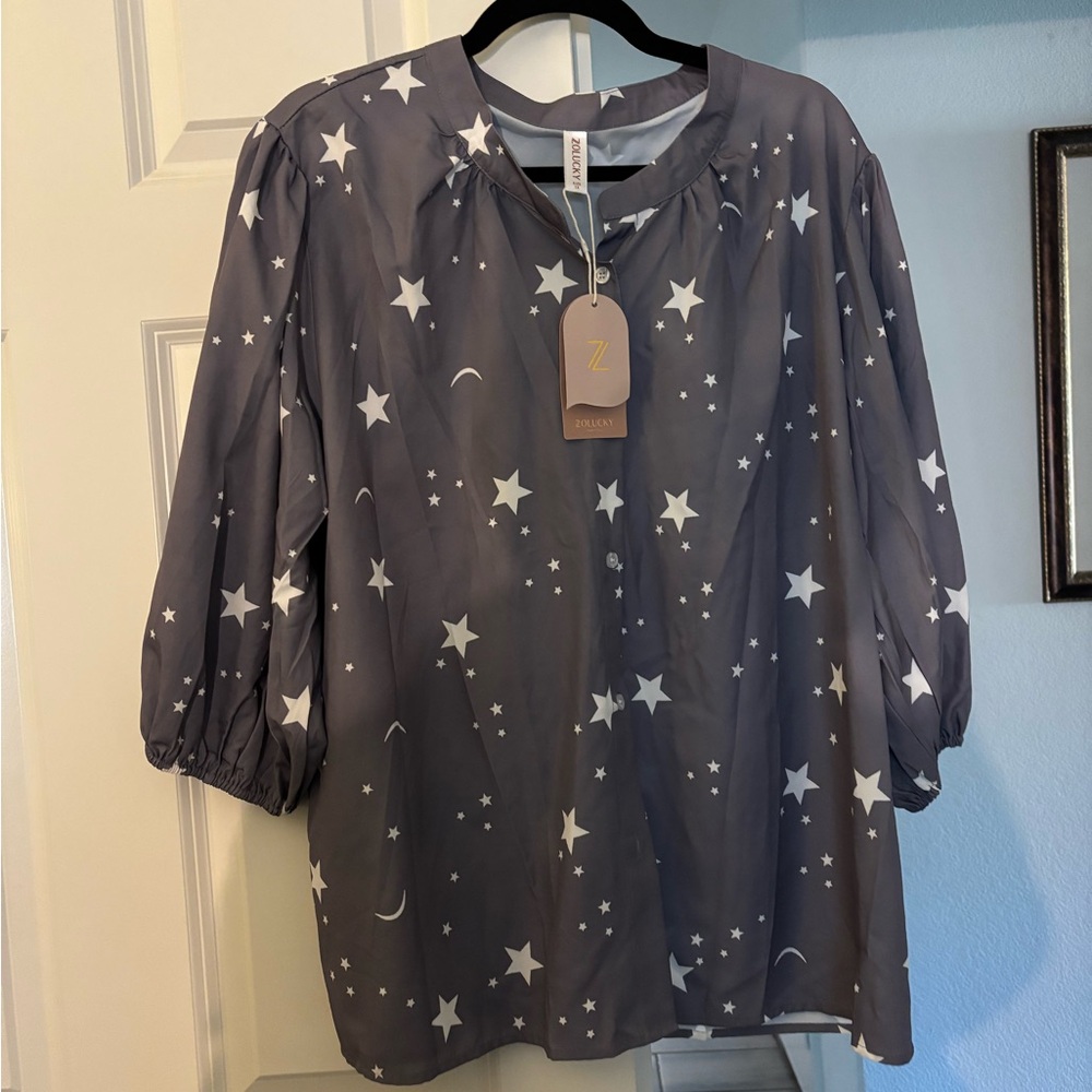 Lucky Brand Charcoal Starry Women's Blouse